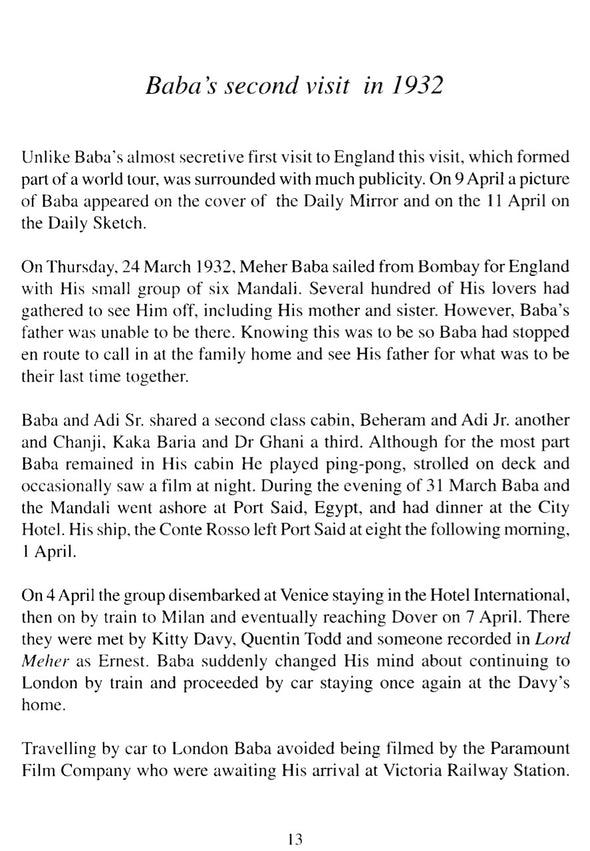 Meher Baba's Visits to England